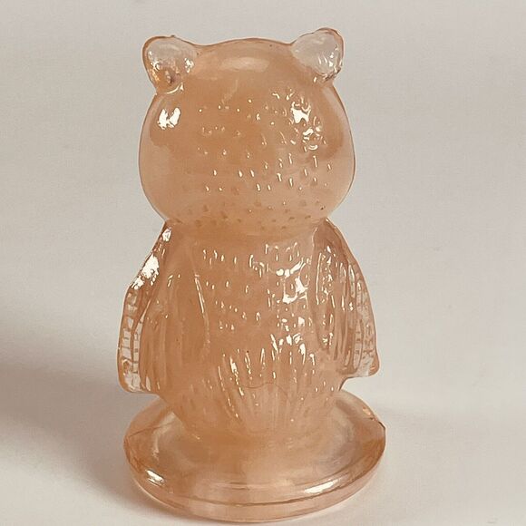 Boyd Glass Vintage Owl Figure 1999 Rosie Pink Art Figurine Paperweight - Picture 2 of 7